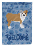 English Bulldog Welcome House Flag 28x40 Porch Sleeve Pole Decorative Outside Yard Banner Artwork Wall Hanging, Polyester