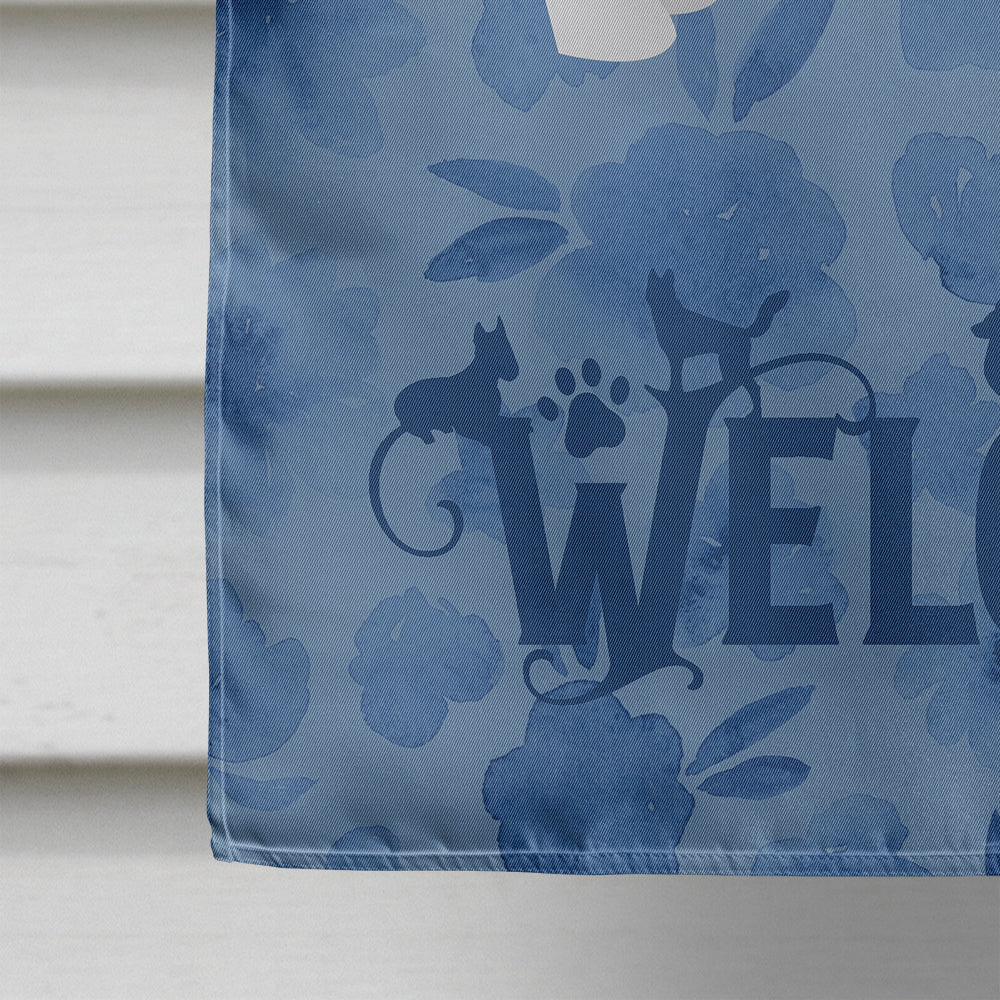 English Bulldog Welcome House Flag 28x40 Porch Sleeve Pole Decorative Outside Yard Banner Artwork Wall Hanging, Polyester