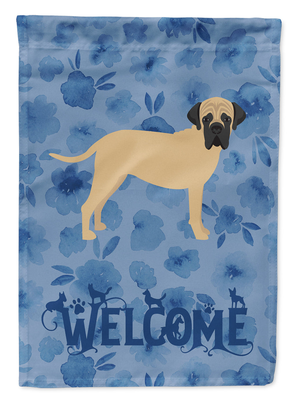 Bullmastiff Welcome House Flag 28x40 Porch Sleeve Pole Decorative Outside Yard Banner Artwork Wall Hanging, Polyester