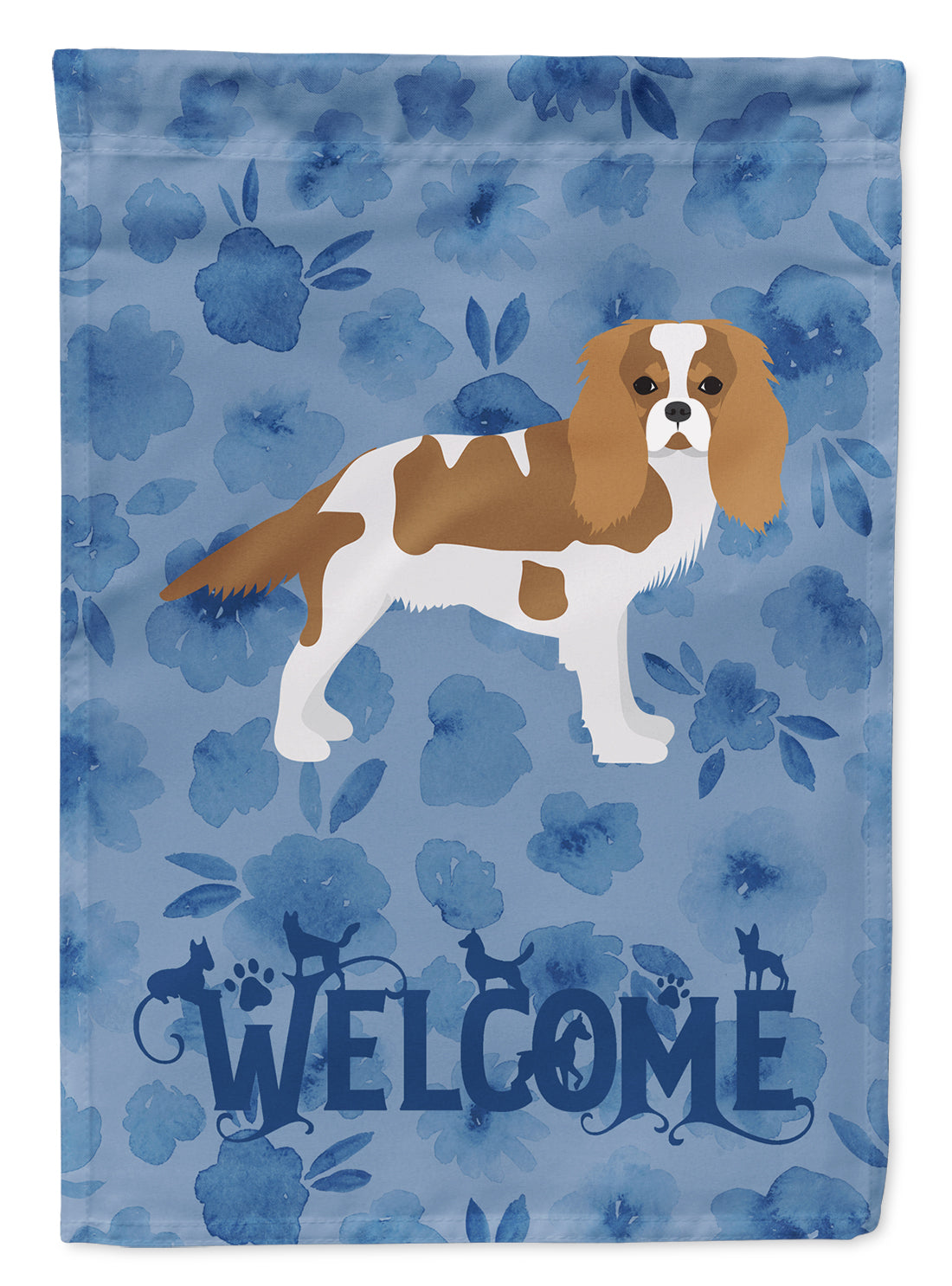 Blenheim Cavalier Spaniel Welcome House Flag 28x40 Porch Sleeve Pole Decorative Outside Yard Banner Artwork Wall Hanging, Polyester