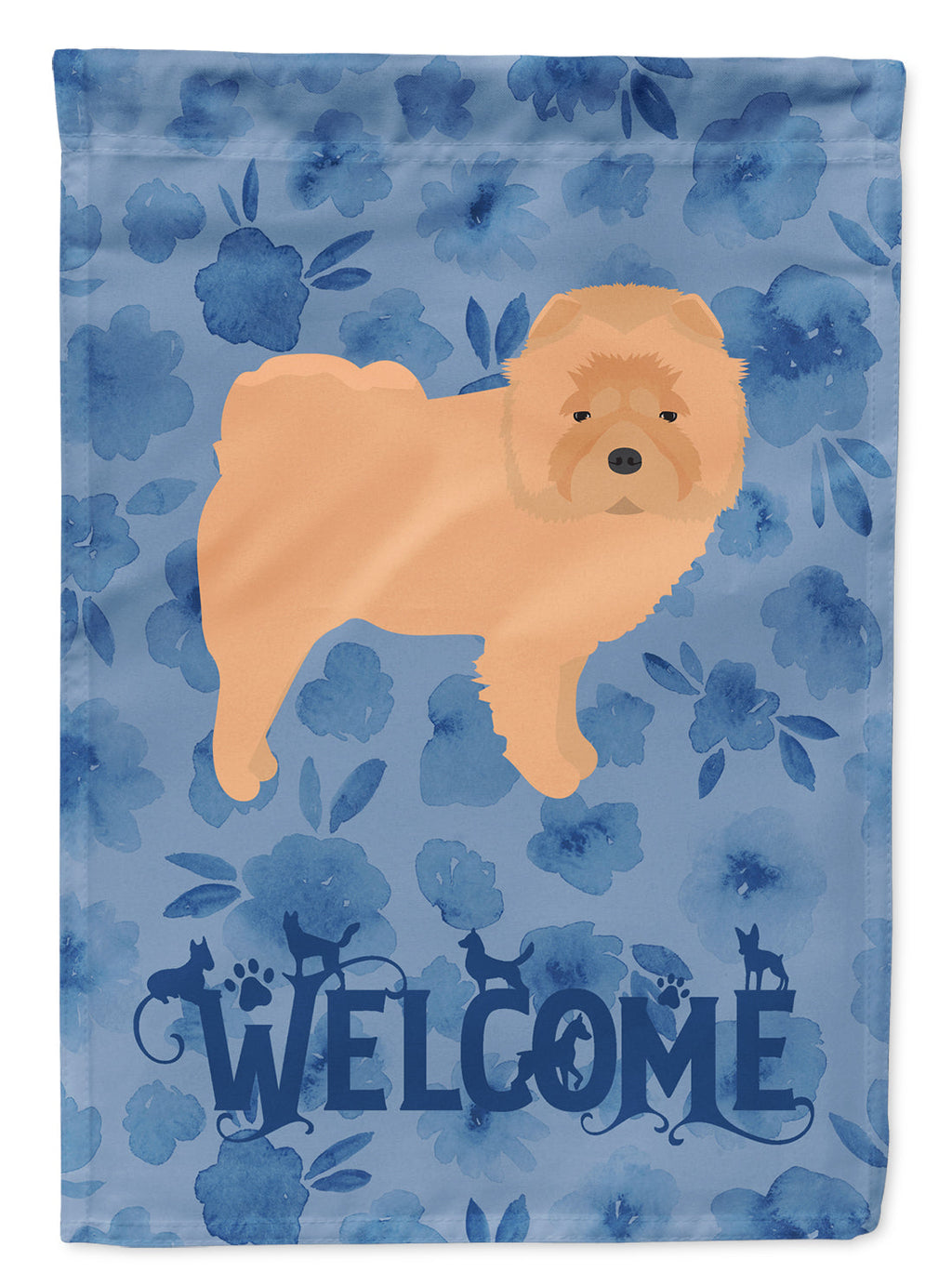 Chow Chow Welcome House Flag 28x40 Porch Sleeve Pole Decorative Outside Yard Banner Artwork Wall Hanging, Polyester