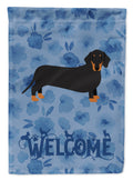 Black and Tan Dachshund Welcome House Flag 28x40 Porch Sleeve Pole Decorative Outside Yard Banner Artwork Wall Hanging, Polyester