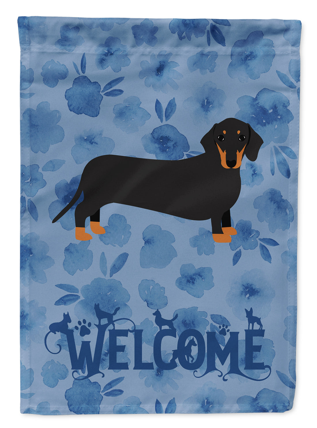 Black and Tan Dachshund Welcome House Flag 28x40 Porch Sleeve Pole Decorative Outside Yard Banner Artwork Wall Hanging, Polyester