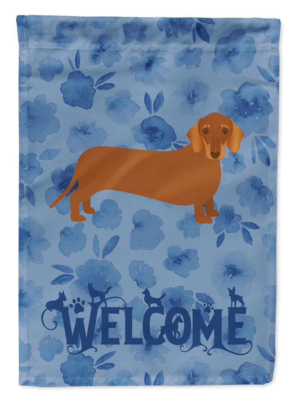 Dachshund Welcome House Flag 28x40 Porch Sleeve Pole Decorative Outside Yard Banner Artwork Wall Hanging, Polyester