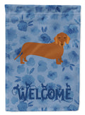Dachshund Welcome House Flag 28x40 Porch Sleeve Pole Decorative Outside Yard Banner Artwork Wall Hanging, Polyester