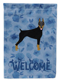 Doberman Pinscher Welcome House Flag 28x40 Porch Sleeve Pole Decorative Outside Yard Banner Artwork Wall Hanging, Polyester