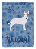 Bull Terrier Welcome House Flag 28x40 Porch Sleeve Pole Decorative Outside Yard Banner Artwork Wall Hanging, Polyester