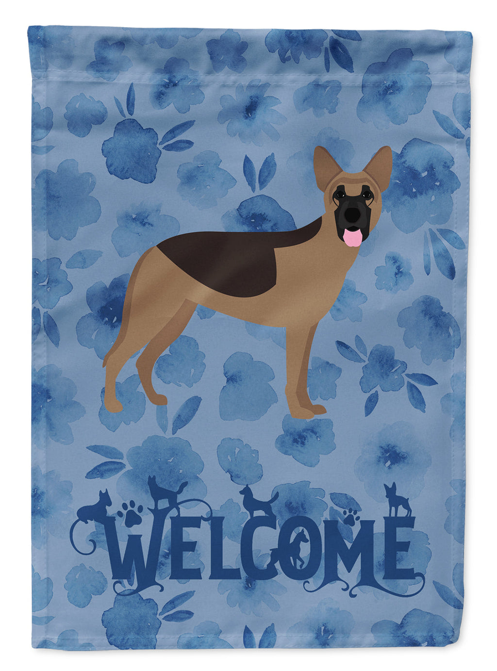 German Shepherd Welcome House Flag 28x40 Porch Sleeve Pole Decorative Outside Yard Banner Artwork Wall Hanging, Polyester