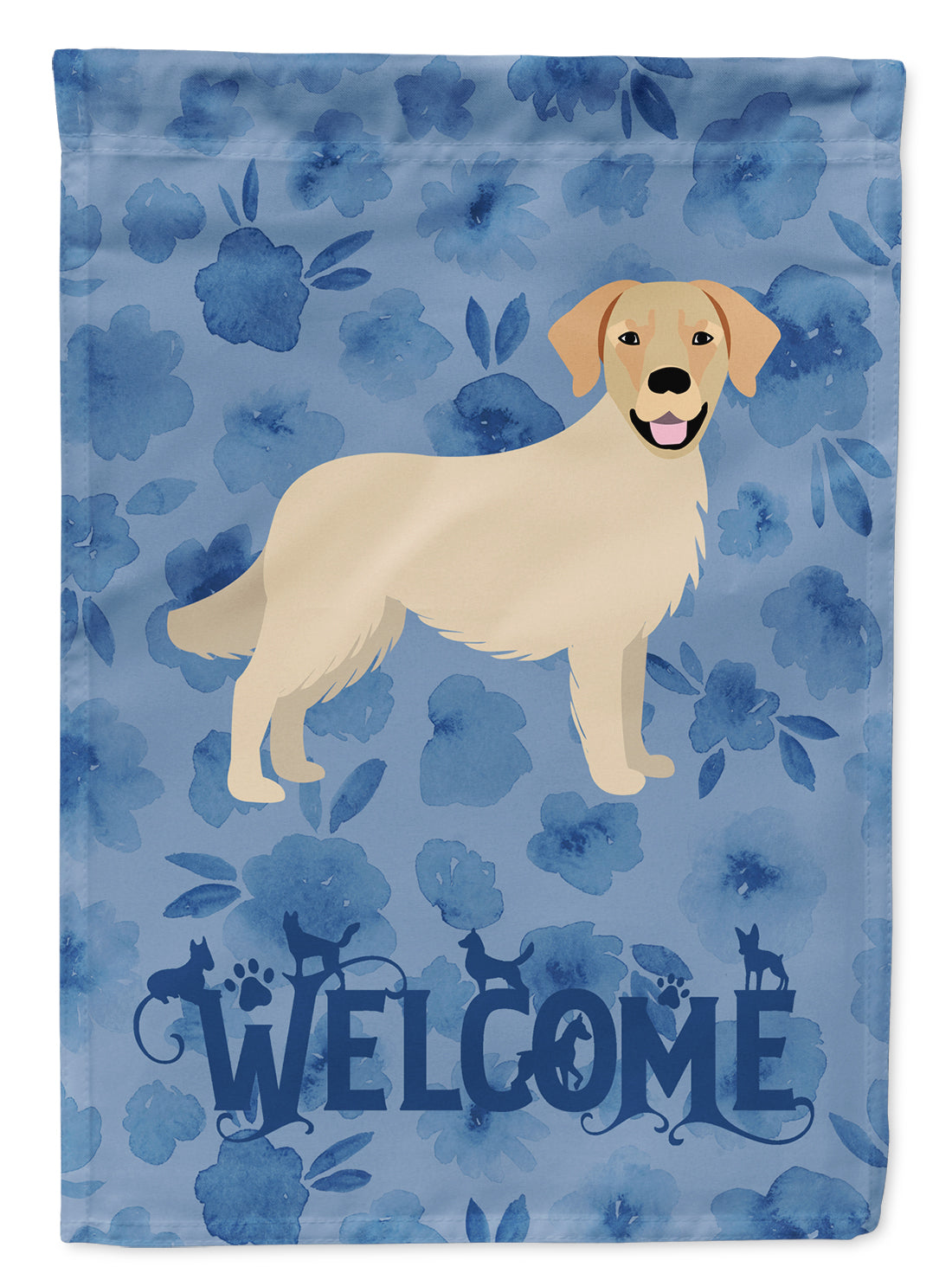 Golden Retriever Welcome House Flag 28x40 Porch Sleeve Pole Decorative Outside Yard Banner Artwork Wall Hanging, Polyester
