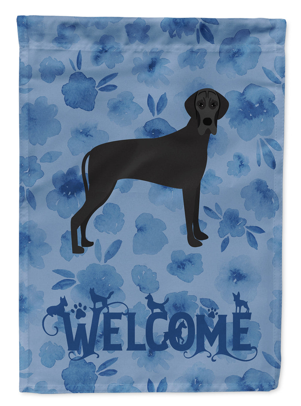 Great Dane Welcome House Flag 28x40 Porch Sleeve Pole Decorative Outside Yard Banner Artwork Wall Hanging, Polyester