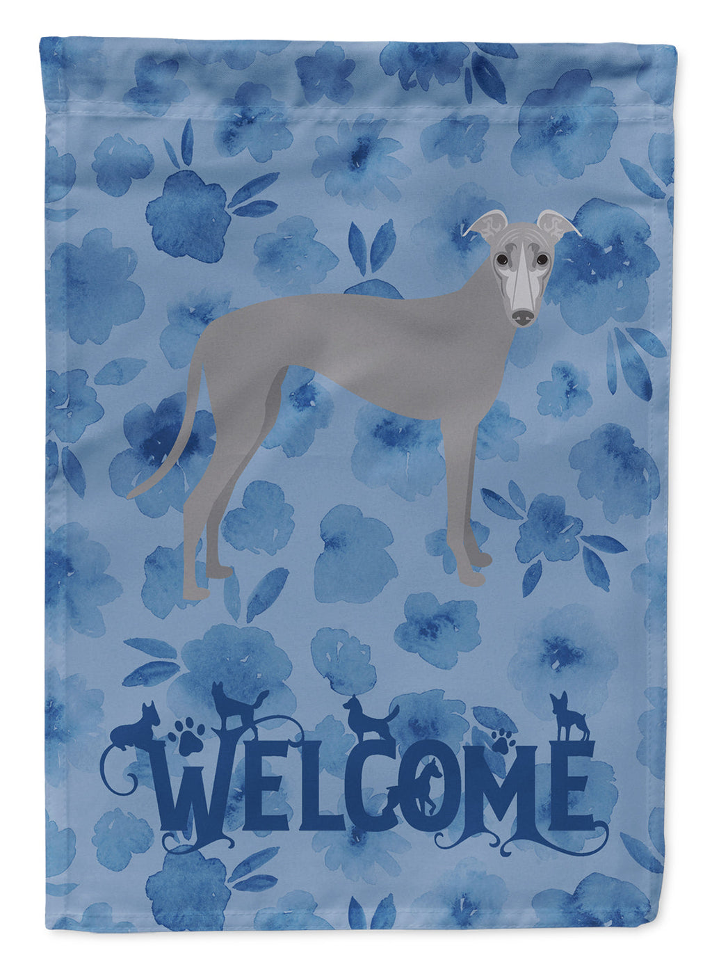 Greyhound Welcome House Flag 28x40 Porch Sleeve Pole Decorative Outside Yard Banner Artwork Wall Hanging, Polyester