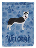 Siberian Husky Welcome House Flag 28x40 Porch Sleeve Pole Decorative Outside Yard Banner Artwork Wall Hanging, Polyester