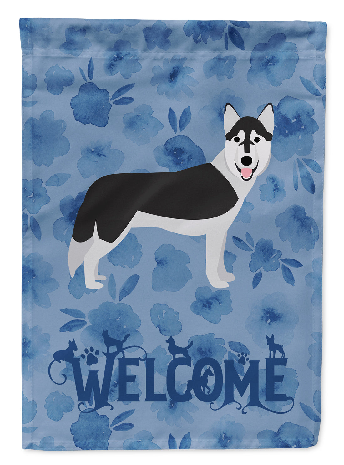Siberian Husky Welcome House Flag 28x40 Porch Sleeve Pole Decorative Outside Yard Banner Artwork Wall Hanging, Polyester