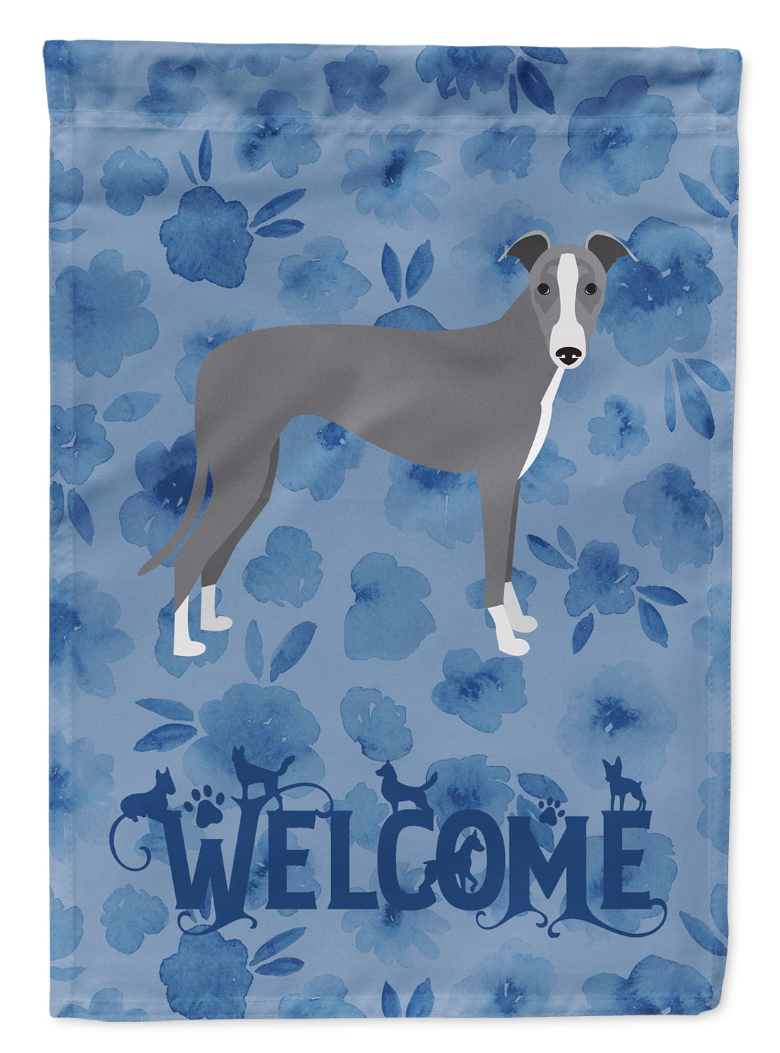 Italian Greyhound Welcome House Flag 28x40 Porch Sleeve Pole Decorative Outside Yard Banner Artwork Wall Hanging, Polyester
