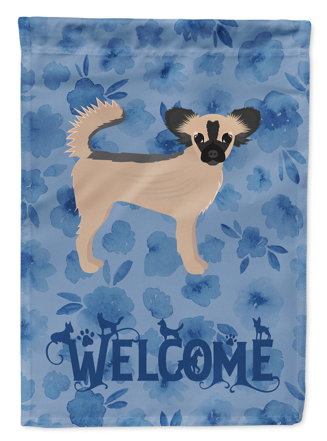 Longhair Chihuahua Welcome House Flag 28x40 Porch Sleeve Pole Decorative Outside Yard Banner Artwork Wall Hanging, Polyester