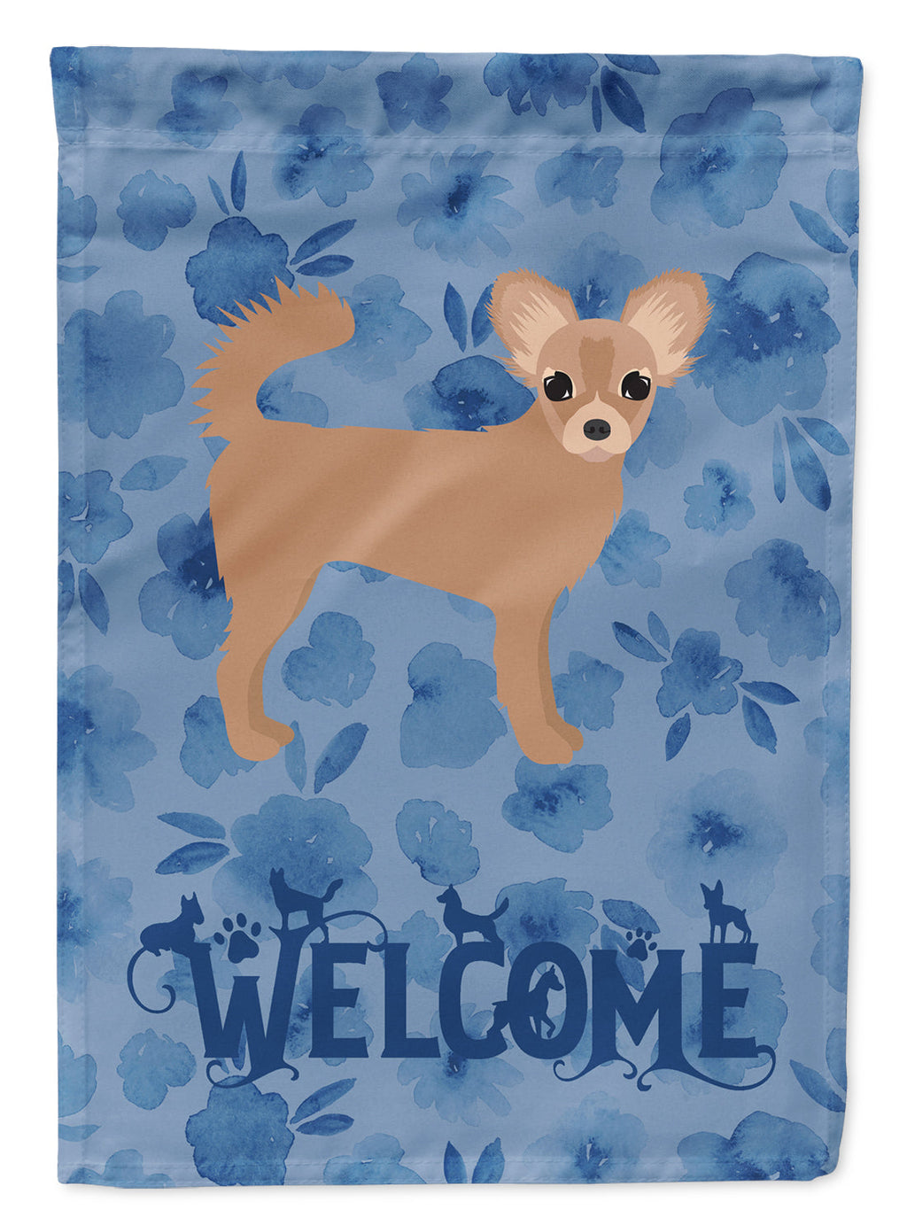 Longhair Chihuahua #2 Welcome House Flag 28x40 Porch Sleeve Pole Decorative Outside Yard Banner Artwork Wall Hanging, Polyester