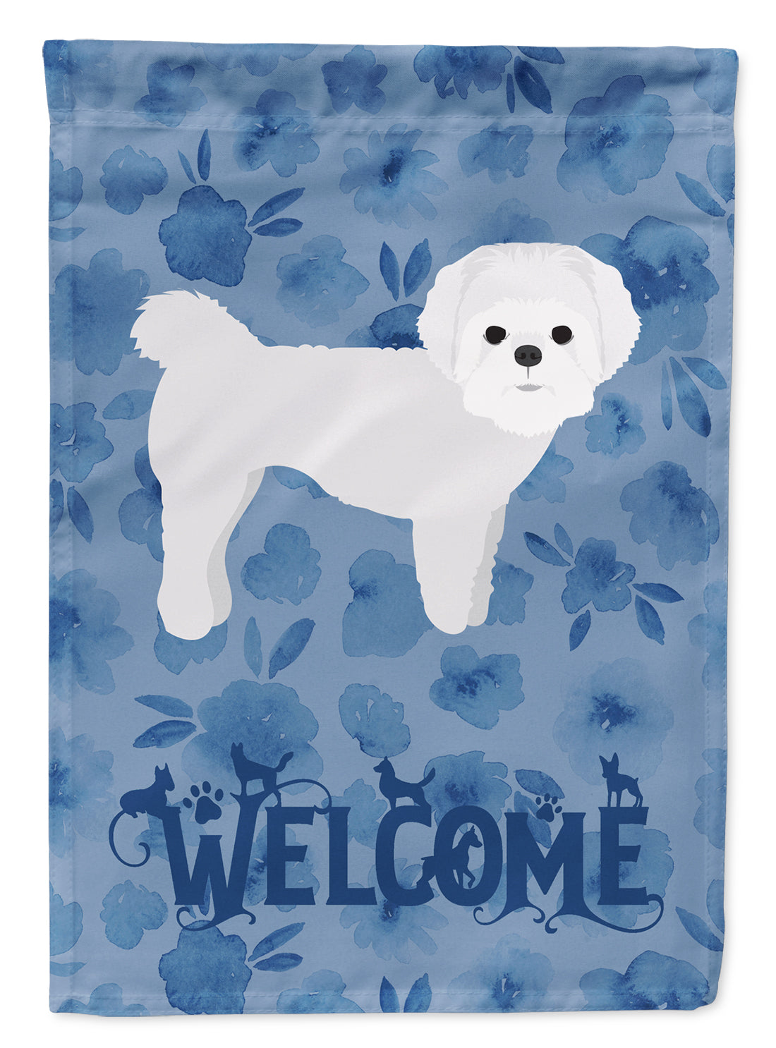 Maltese Welcome House Flag 28x40 Porch Sleeve Pole Decorative Outside Yard Banner Artwork Wall Hanging, Polyester