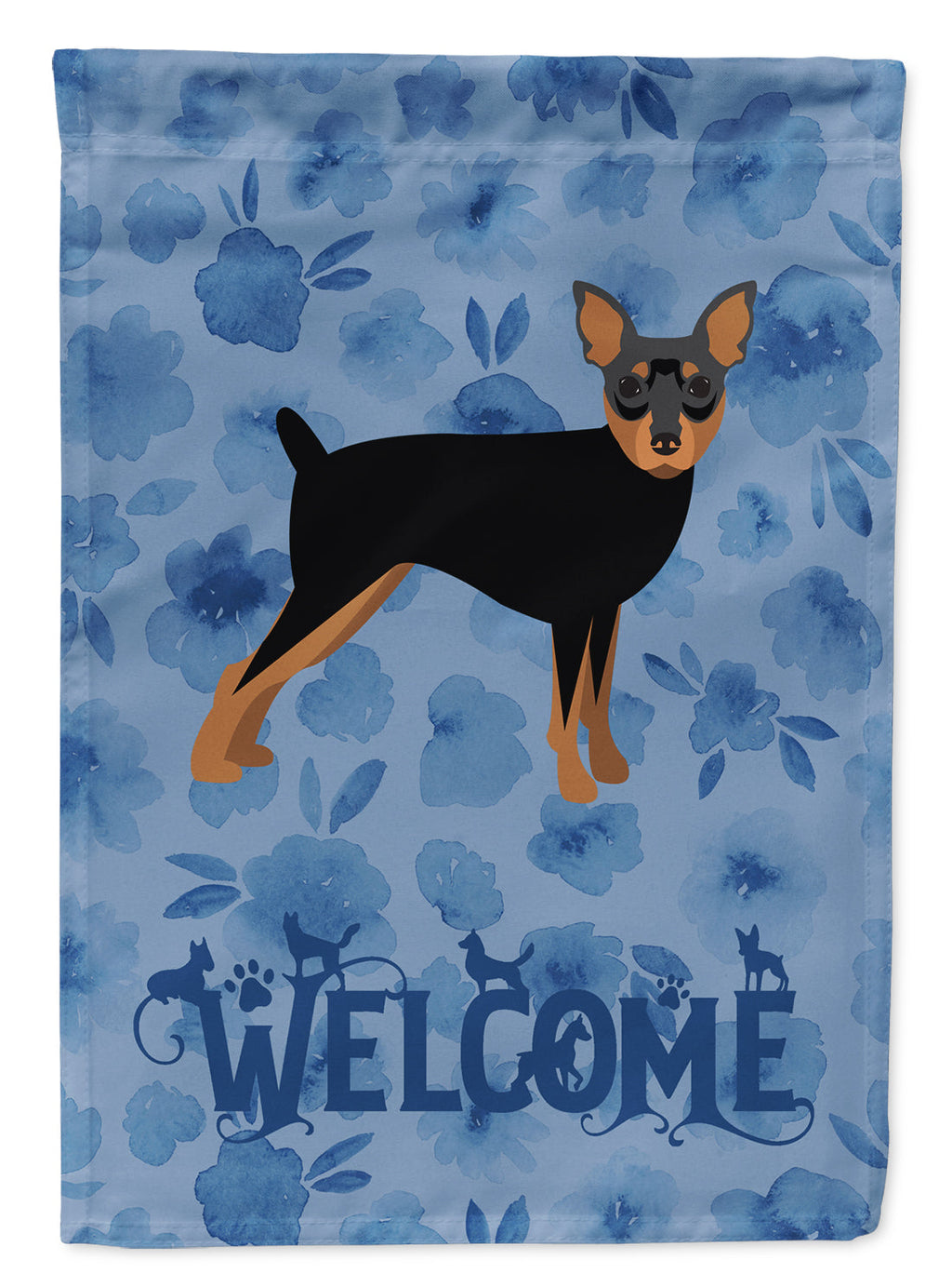 Miniature Pinscher Welcome House Flag 28x40 Porch Sleeve Pole Decorative Outside Yard Banner Artwork Wall Hanging, Polyester