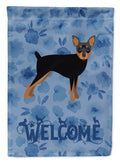 Miniature Pinscher Welcome House Flag 28x40 Porch Sleeve Pole Decorative Outside Yard Banner Artwork Wall Hanging, Polyester