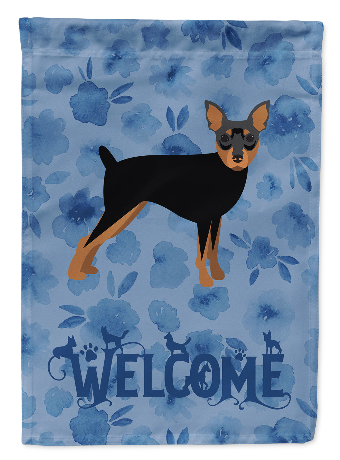 Miniature Pinscher Welcome House Flag 28x40 Porch Sleeve Pole Decorative Outside Yard Banner Artwork Wall Hanging, Polyester