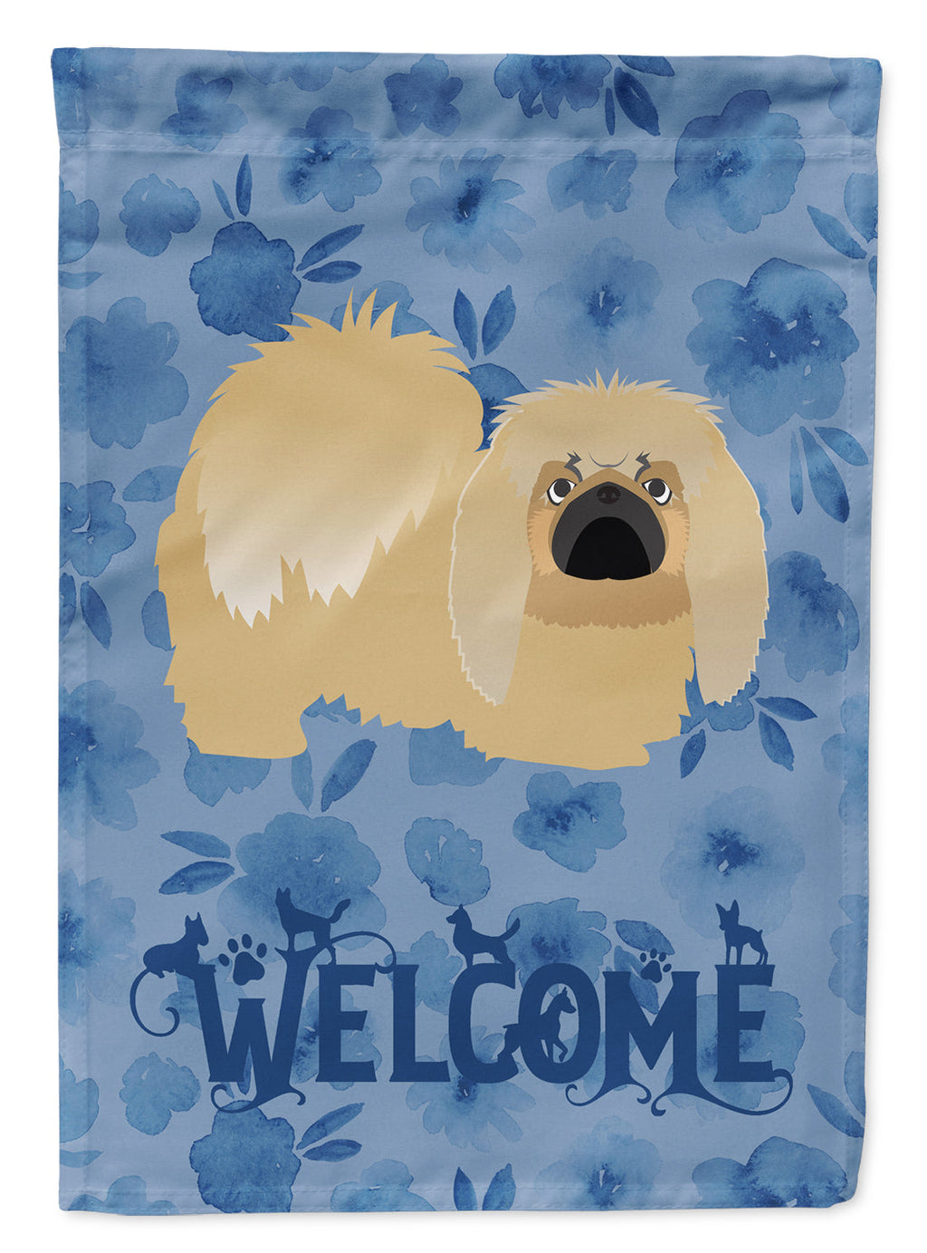 Pekingese Welcome House Flag 28x40 Porch Sleeve Pole Decorative Outside Yard Banner Artwork Wall Hanging, Polyester