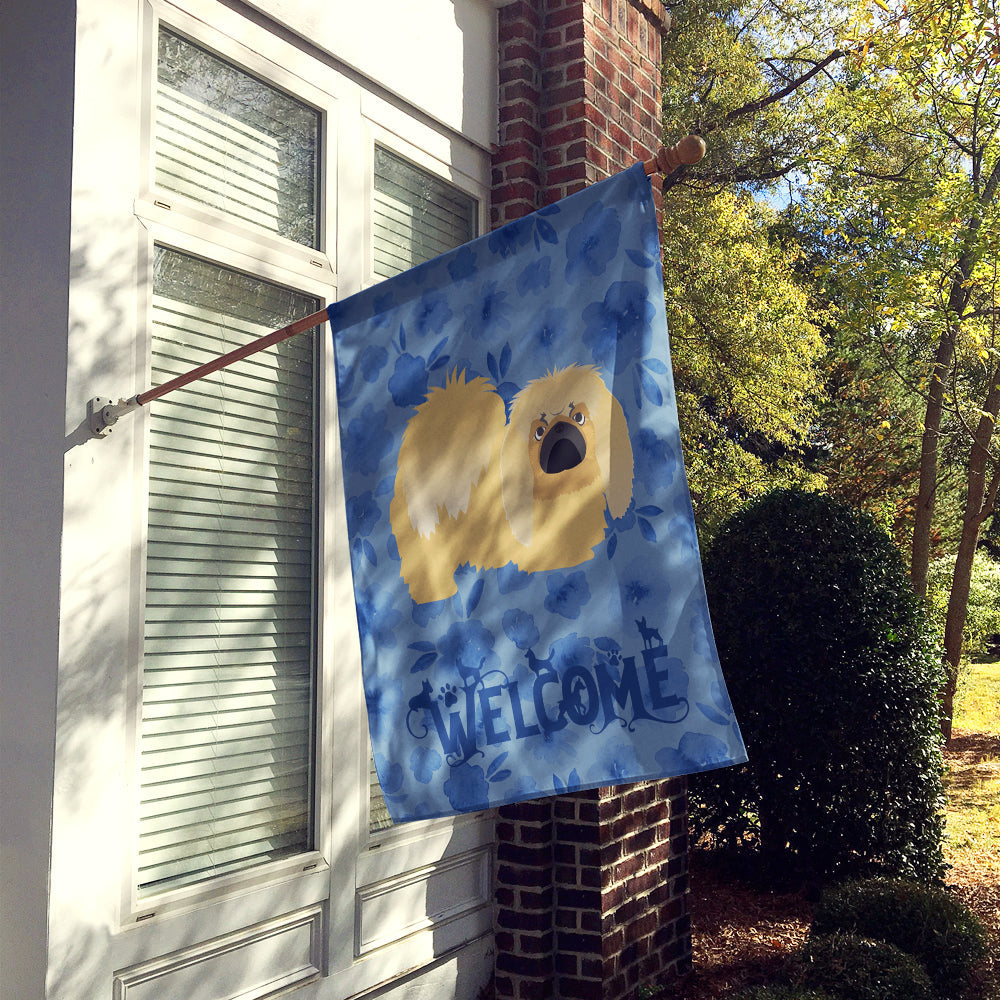 Pekingese Welcome House Flag 28x40 Porch Sleeve Pole Decorative Outside Yard Banner Artwork Wall Hanging, Polyester