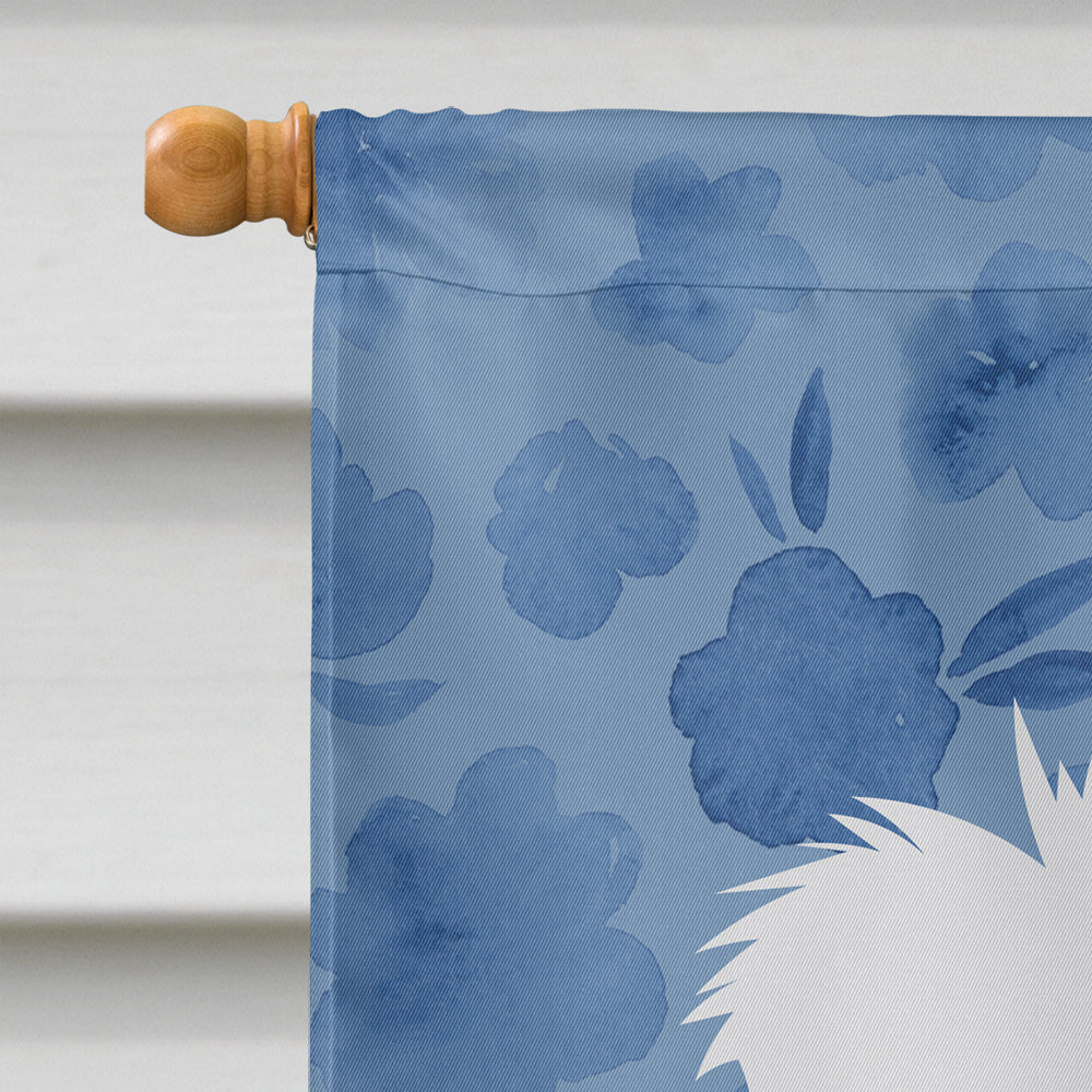 White Pomeranian Welcome House Flag 28x40 Porch Sleeve Pole Decorative Outside Yard Banner Artwork Wall Hanging, Polyester