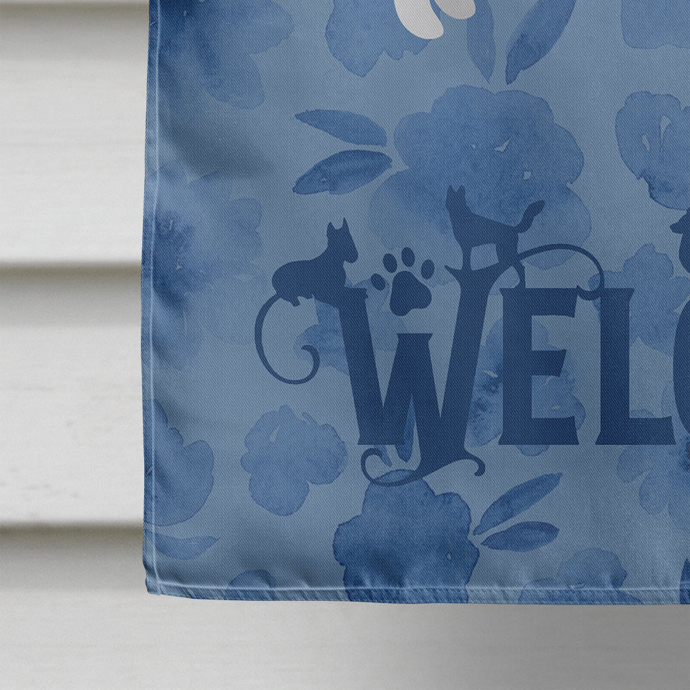 White Pomeranian Welcome House Flag 28x40 Porch Sleeve Pole Decorative Outside Yard Banner Artwork Wall Hanging, Polyester