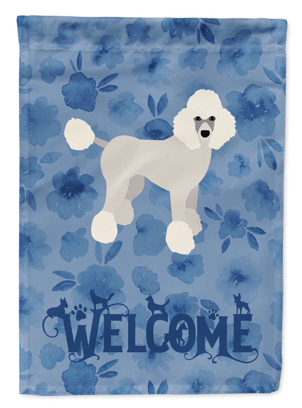 Poodle Welcome House Flag 28x40 Porch Sleeve Pole Decorative Outside Yard Banner Artwork Wall Hanging, Polyester