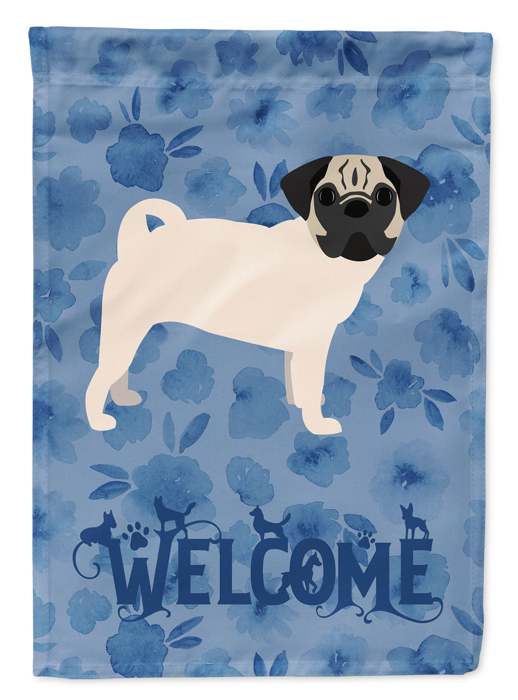 Pug #1 Welcome House Flag 28x40 Porch Sleeve Pole Decorative Outside Yard Banner Artwork Wall Hanging, Polyester