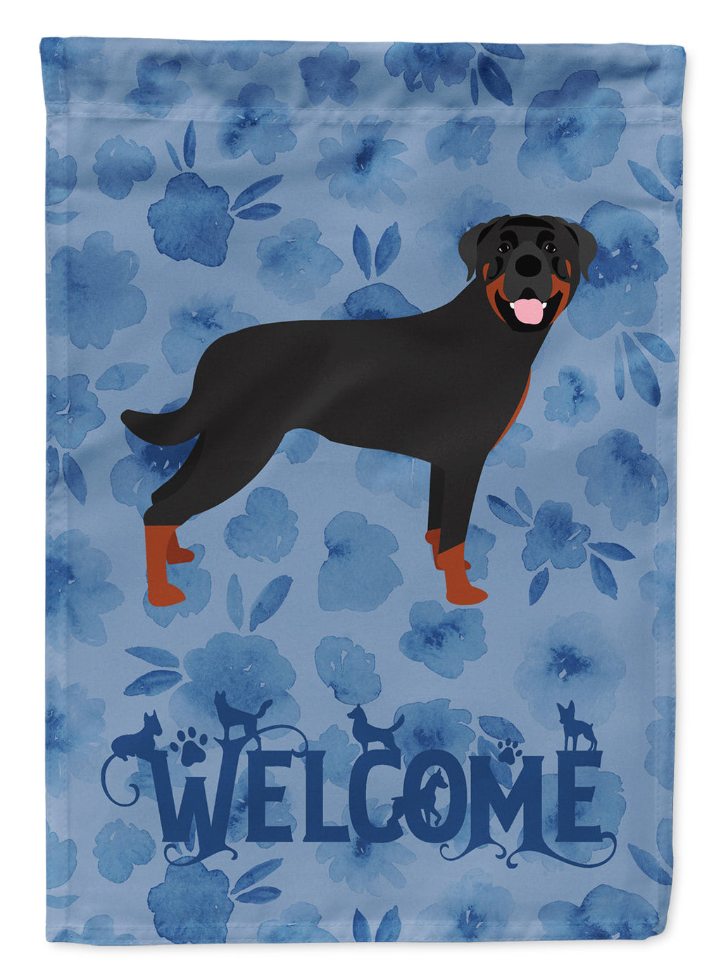 Rottweiler Welcome House Flag 28x40 Porch Sleeve Pole Decorative Outside Yard Banner Artwork Wall Hanging, Polyester