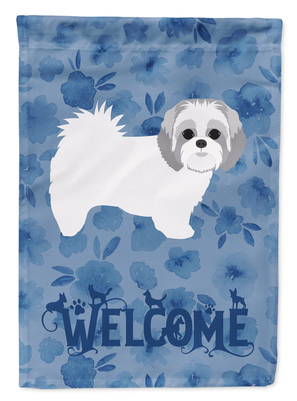 Shih Tzu #2 Welcome House Flag 28x40 Porch Sleeve Pole Decorative Outside Yard Banner Artwork Wall Hanging, Polyester