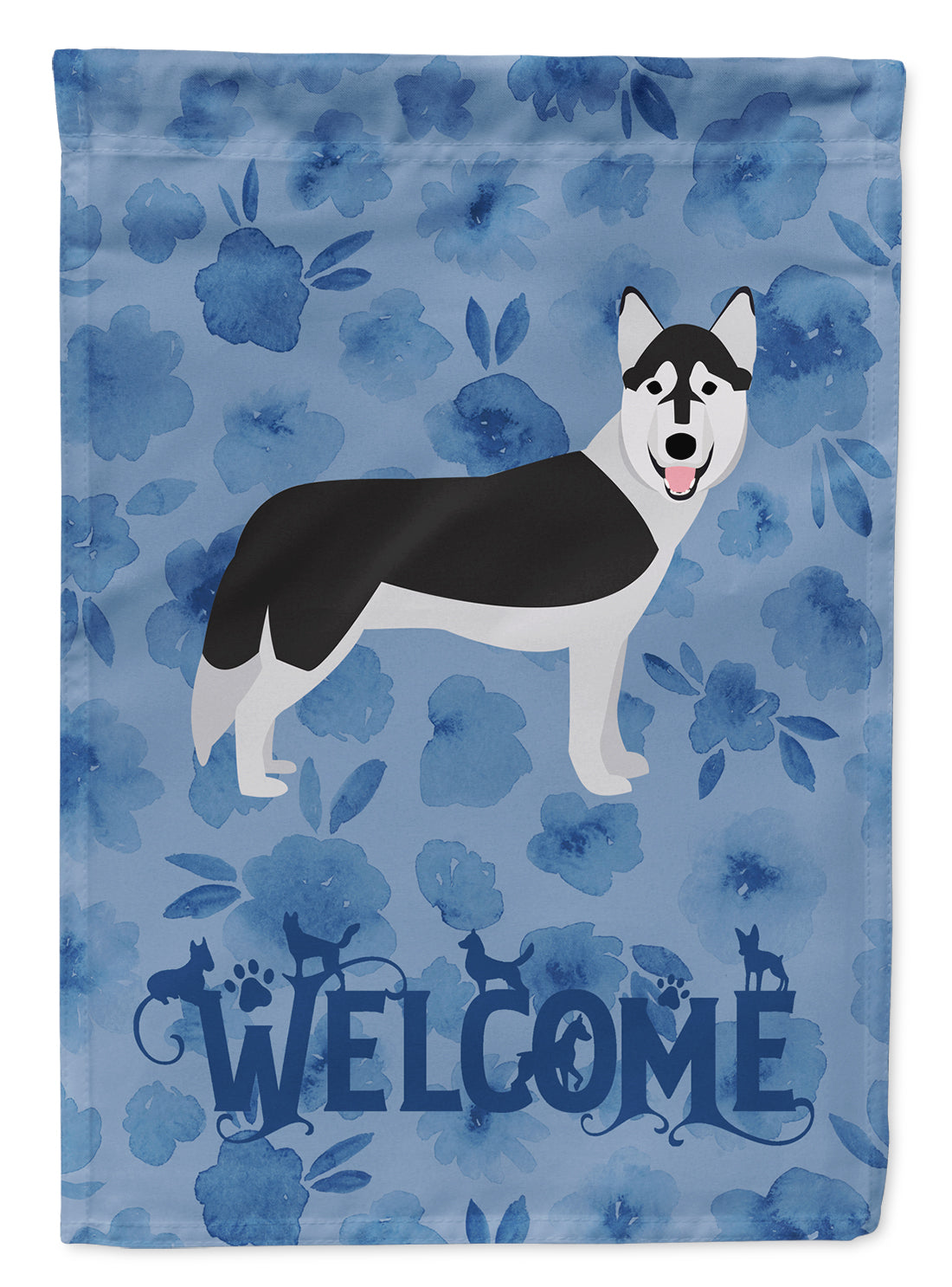Siberian Husky Welcome House Flag 28x40 Porch Sleeve Pole Decorative Outside Yard Banner Artwork Wall Hanging, Polyester
