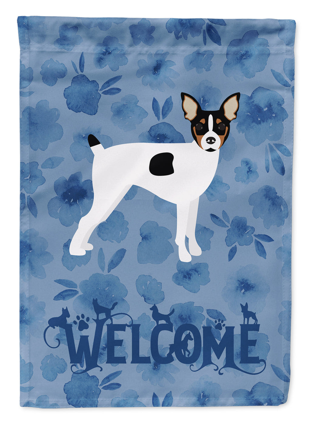 Toy Fox Terrier Welcome House Flag 28x40 Porch Sleeve Pole Decorative Outside Yard Banner Artwork Wall Hanging, Polyester
