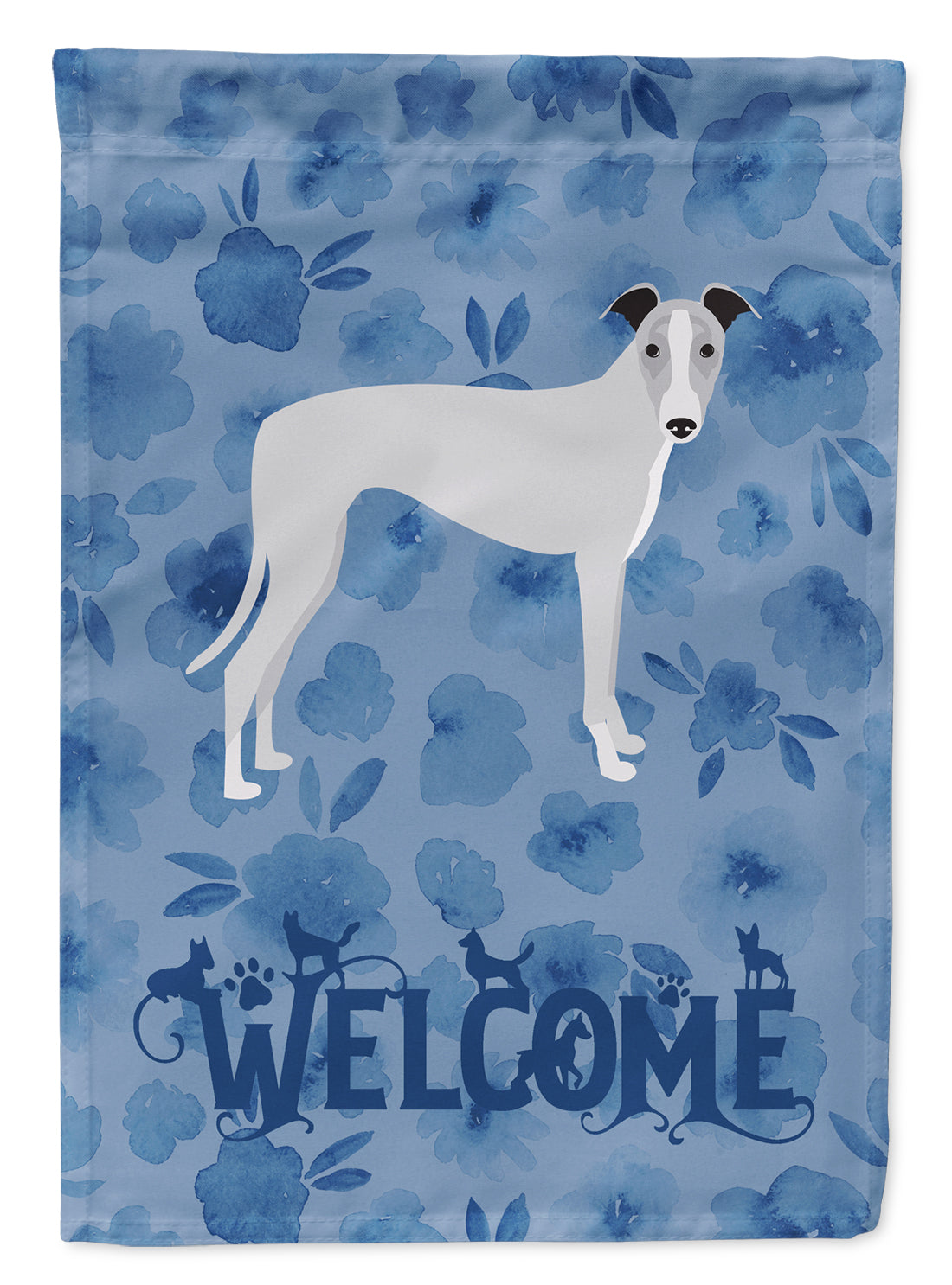 Whippet Welcome House Flag 28x40 Porch Sleeve Pole Decorative Outside Yard Banner Artwork Wall Hanging, Polyester
