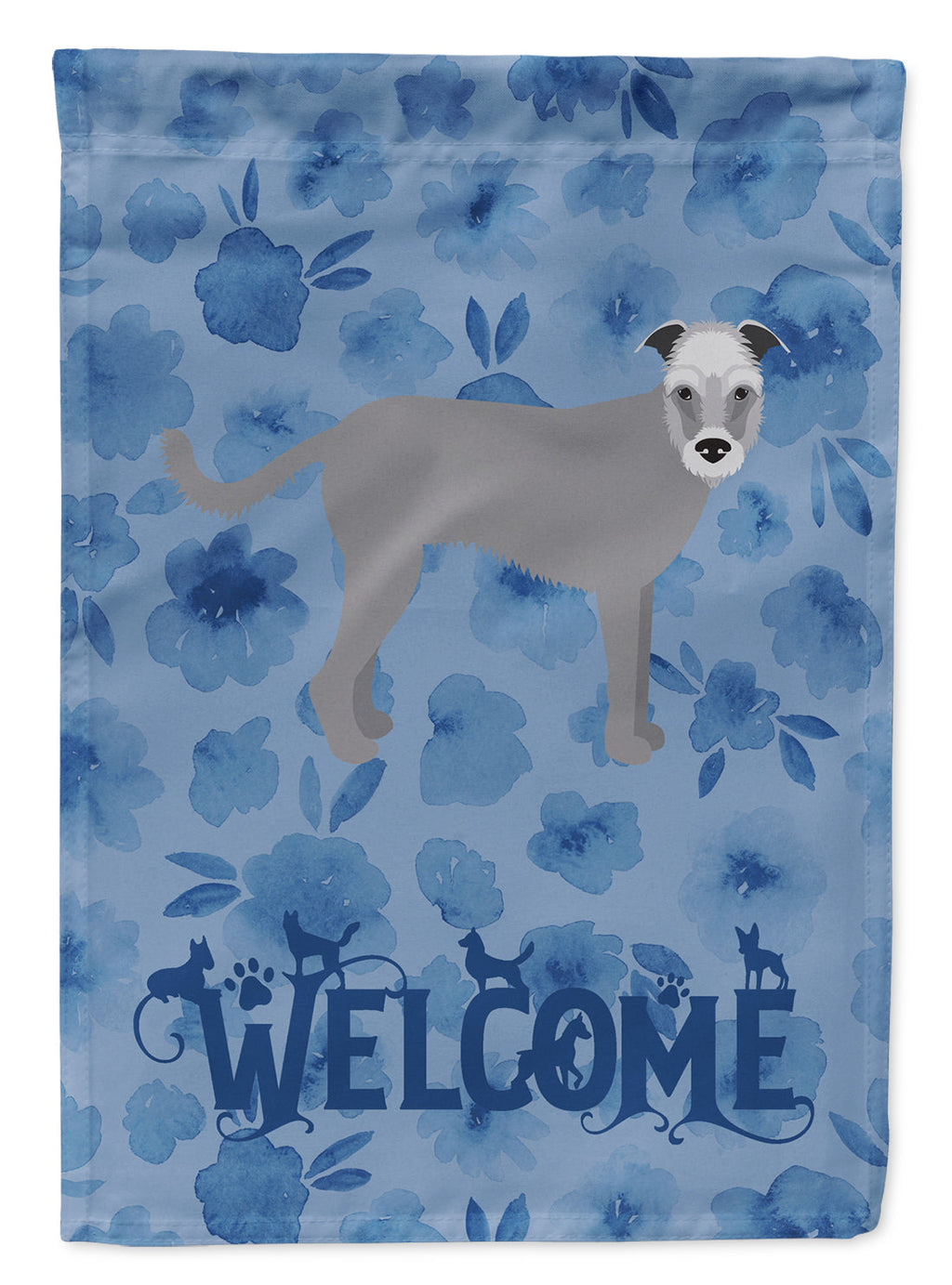 Irish Wolfhound Welcome House Flag 28x40 Porch Sleeve Pole Decorative Outside Yard Banner Artwork Wall Hanging, Polyester