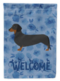 Dachshund Welcome House Flag 28x40 Porch Sleeve Pole Decorative Outside Yard Banner Artwork Wall Hanging, Polyester