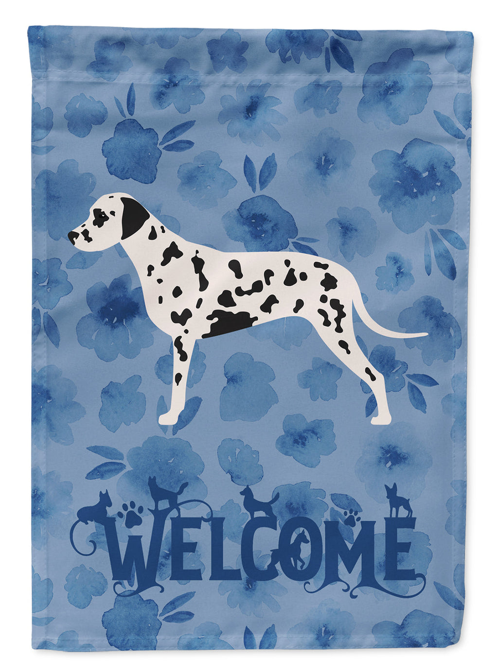 Dalmatian Welcome House Flag 28x40 Porch Sleeve Pole Decorative Outside Yard Banner Artwork Wall Hanging, Polyester
