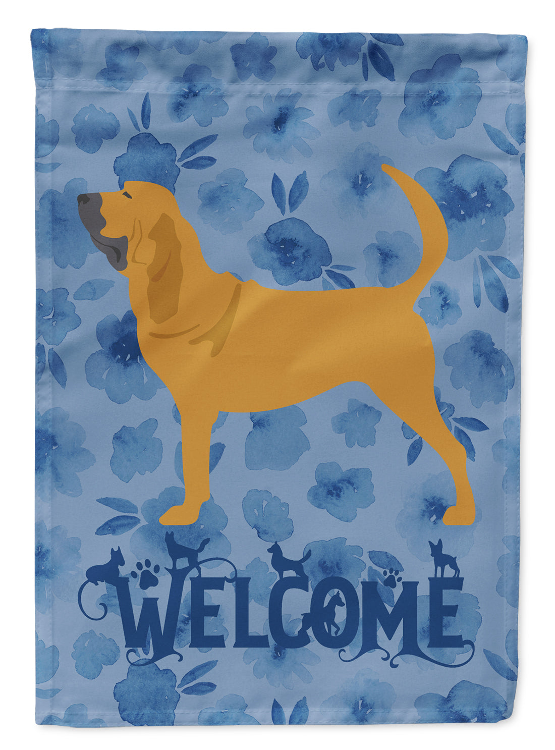 Bloodhound Welcome House Flag 28x40 Porch Sleeve Pole Decorative Outside Yard Banner Artwork Wall Hanging, Polyester