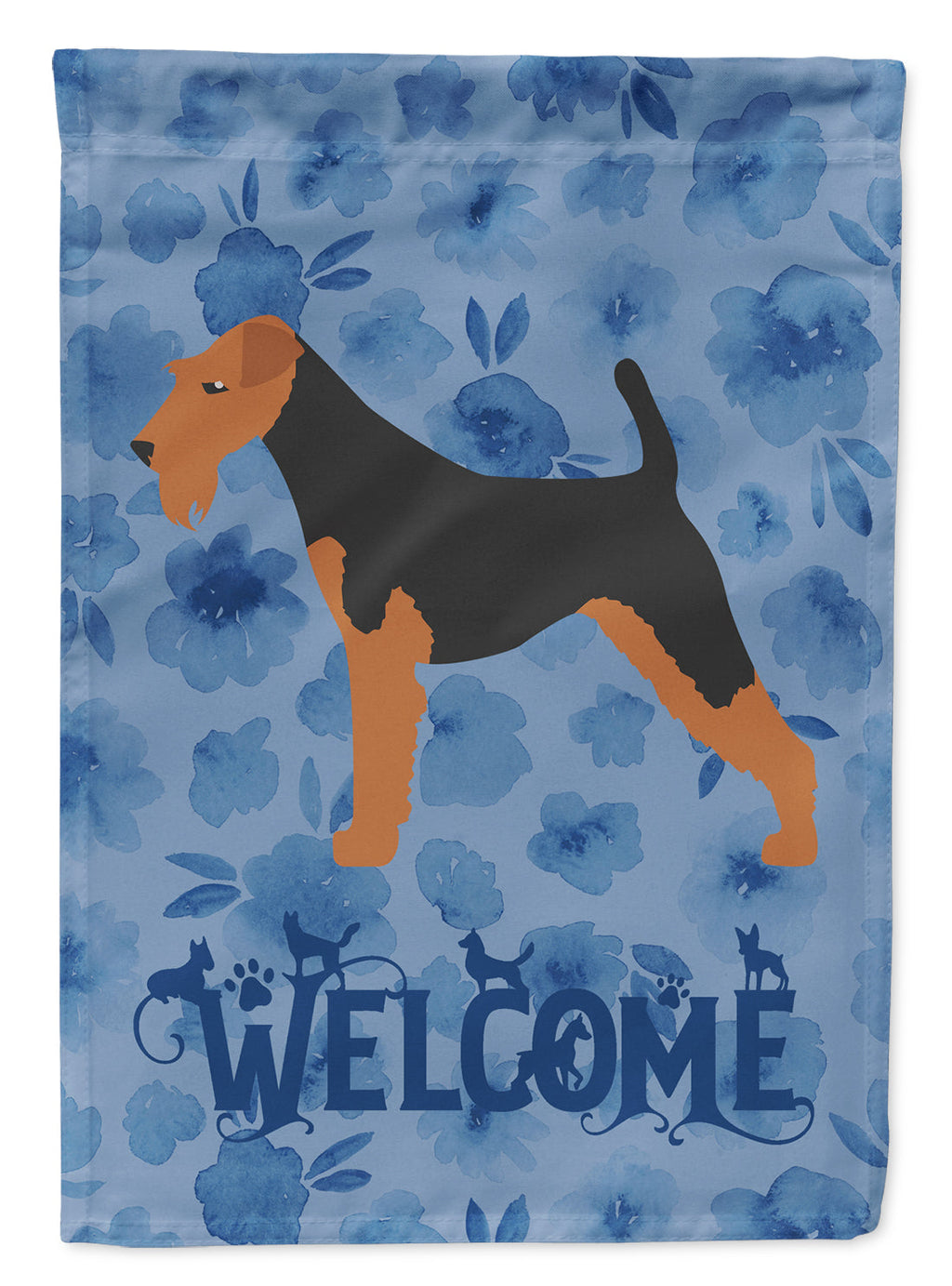 Welsh Terrier Welcome House Flag 28x40 Porch Sleeve Pole Decorative Outside Yard Banner Artwork Wall Hanging, Polyester