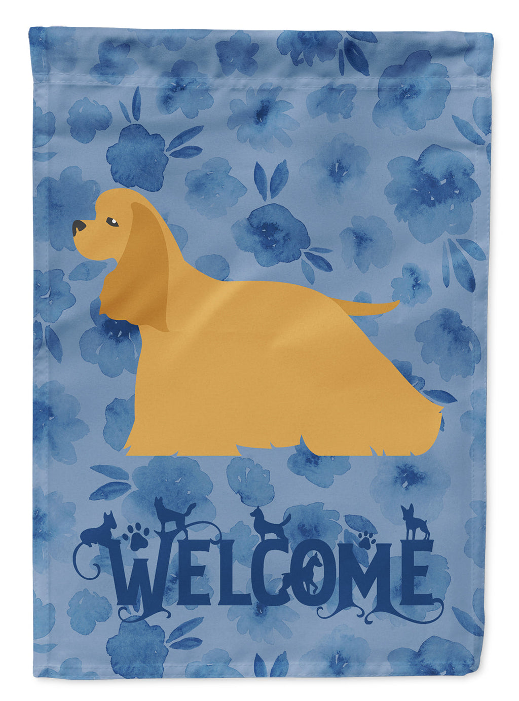 Cocker Spaniel Welcome House Flag 28x40 Porch Sleeve Pole Decorative Outside Yard Banner Artwork Wall Hanging, Polyester