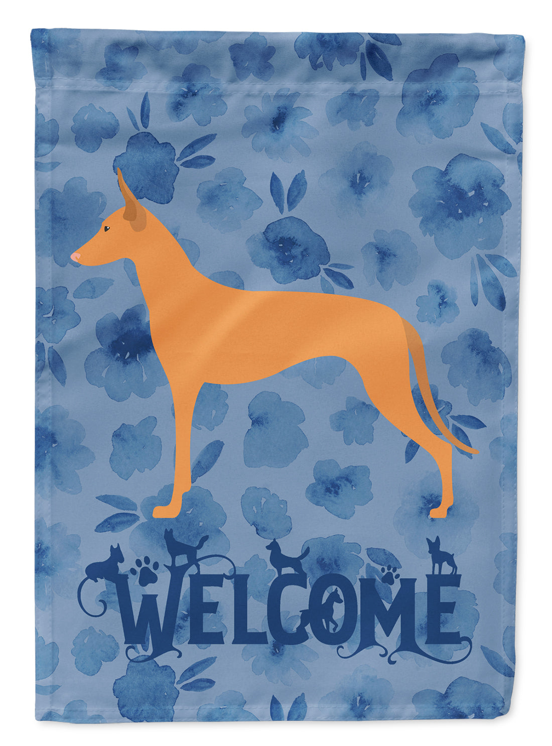 Pharaoh Hound Welcome House Flag 28x40 Porch Sleeve Pole Decorative Outside Yard Banner Artwork Wall Hanging, Polyester