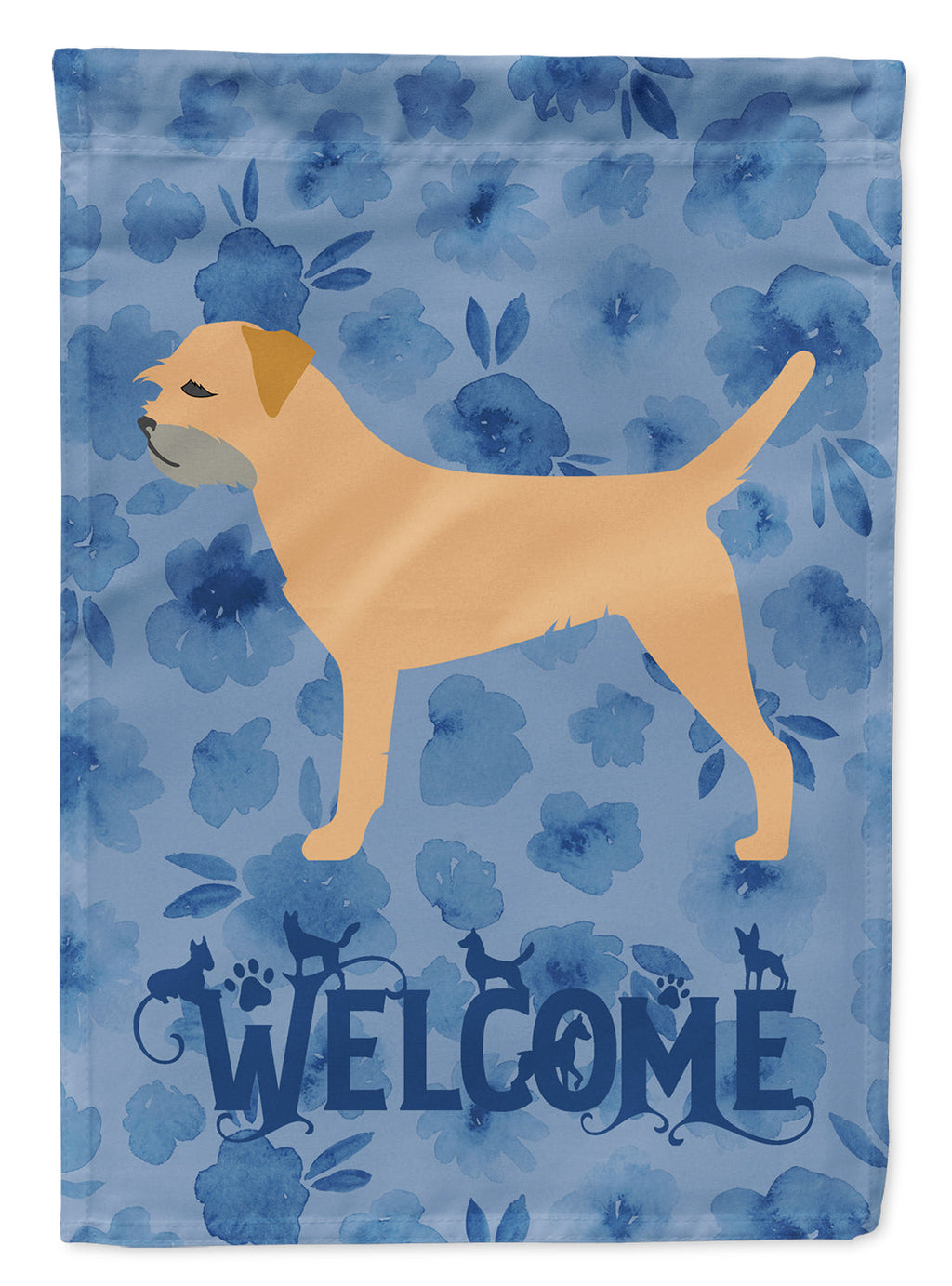Border Terrier Welcome House Flag 28x40 Porch Sleeve Pole Decorative Outside Yard Banner Artwork Wall Hanging, Polyester
