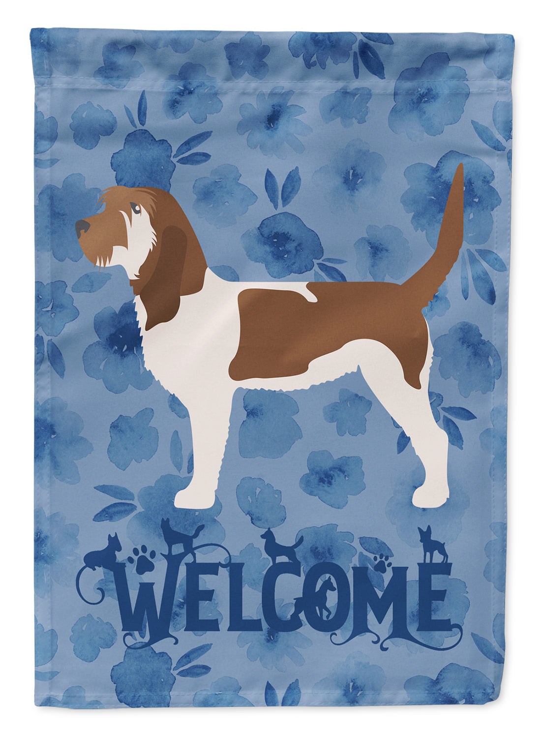 Grand Basset Griffon Vendeen Welcome House Flag 28x40 Porch Sleeve Pole Decorative Outside Yard Banner Artwork Wall Hanging, Polyester
