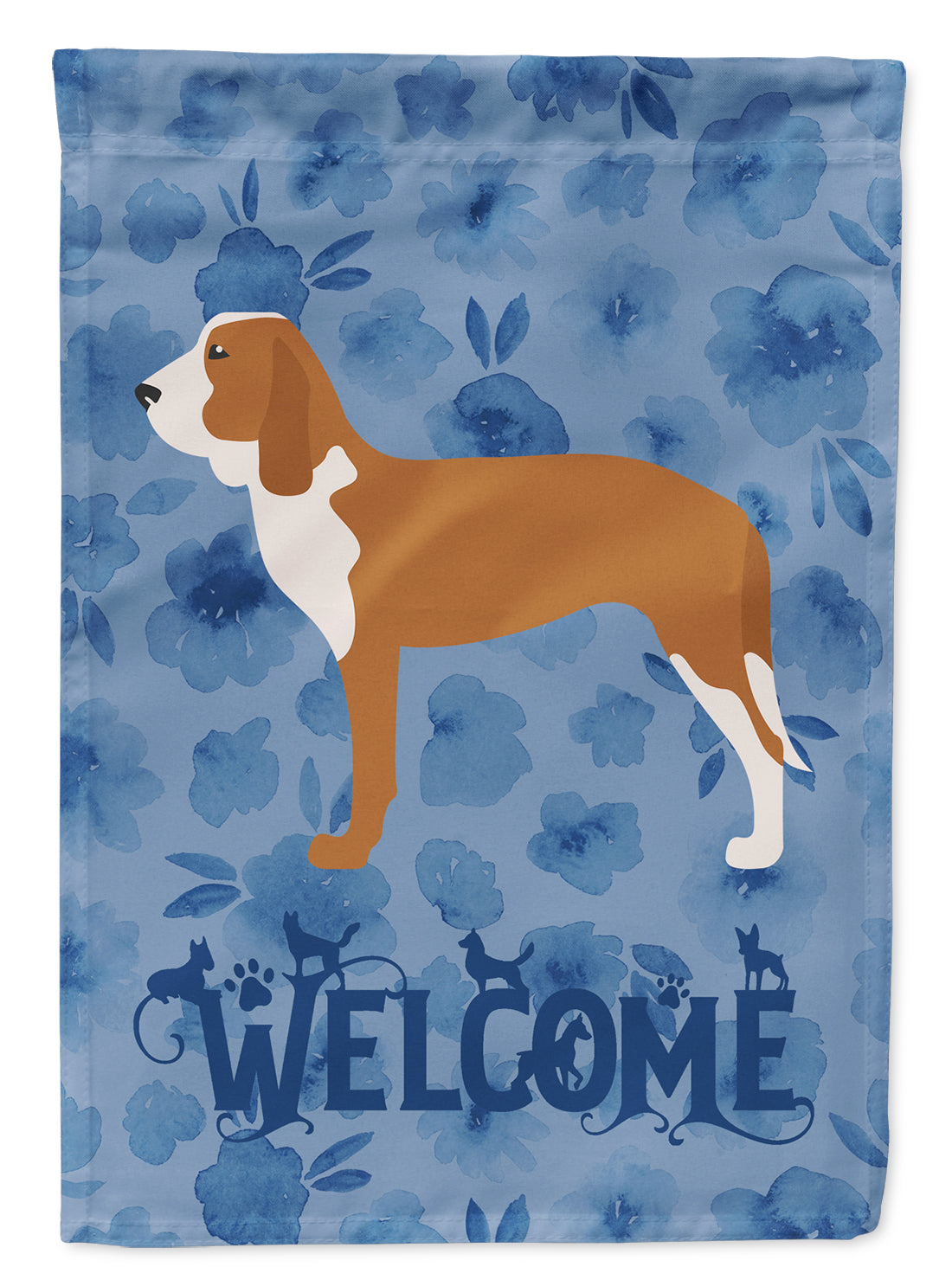 Spanish Hound Welcome House Flag 28x40 Porch Sleeve Pole Decorative Outside Yard Banner Artwork Wall Hanging, Polyester