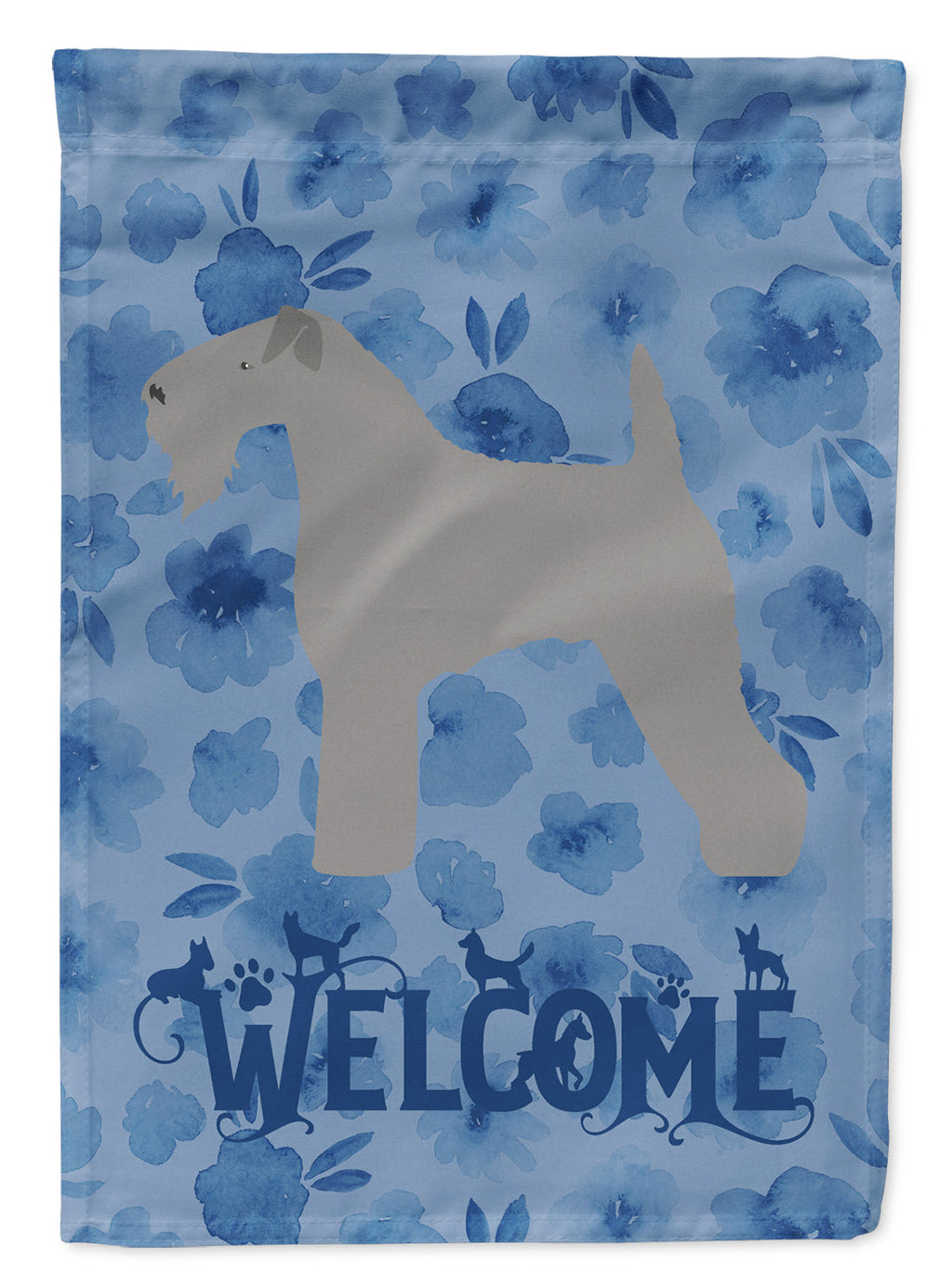 Kerry Blue Terrier Welcome House Flag 28x40 Porch Sleeve Pole Decorative Outside Yard Banner Artwork Wall Hanging, Polyester