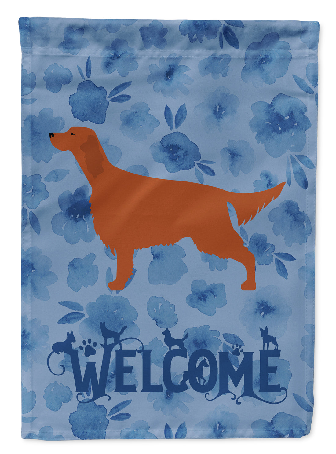 Irish Setter Welcome House Flag 28x40 Porch Sleeve Pole Decorative Outside Yard Banner Artwork Wall Hanging, Polyester