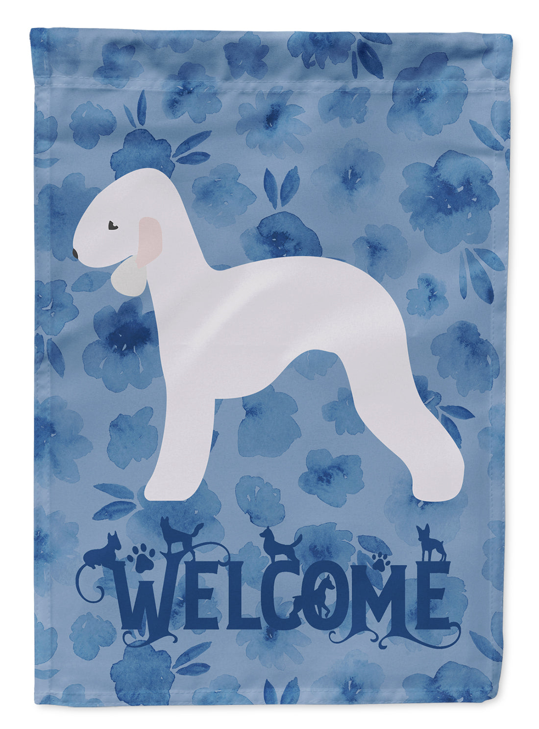 Bedlington Terrier Welcome House Flag 28x40 Porch Sleeve Pole Decorative Outside Yard Banner Artwork Wall Hanging, Polyester