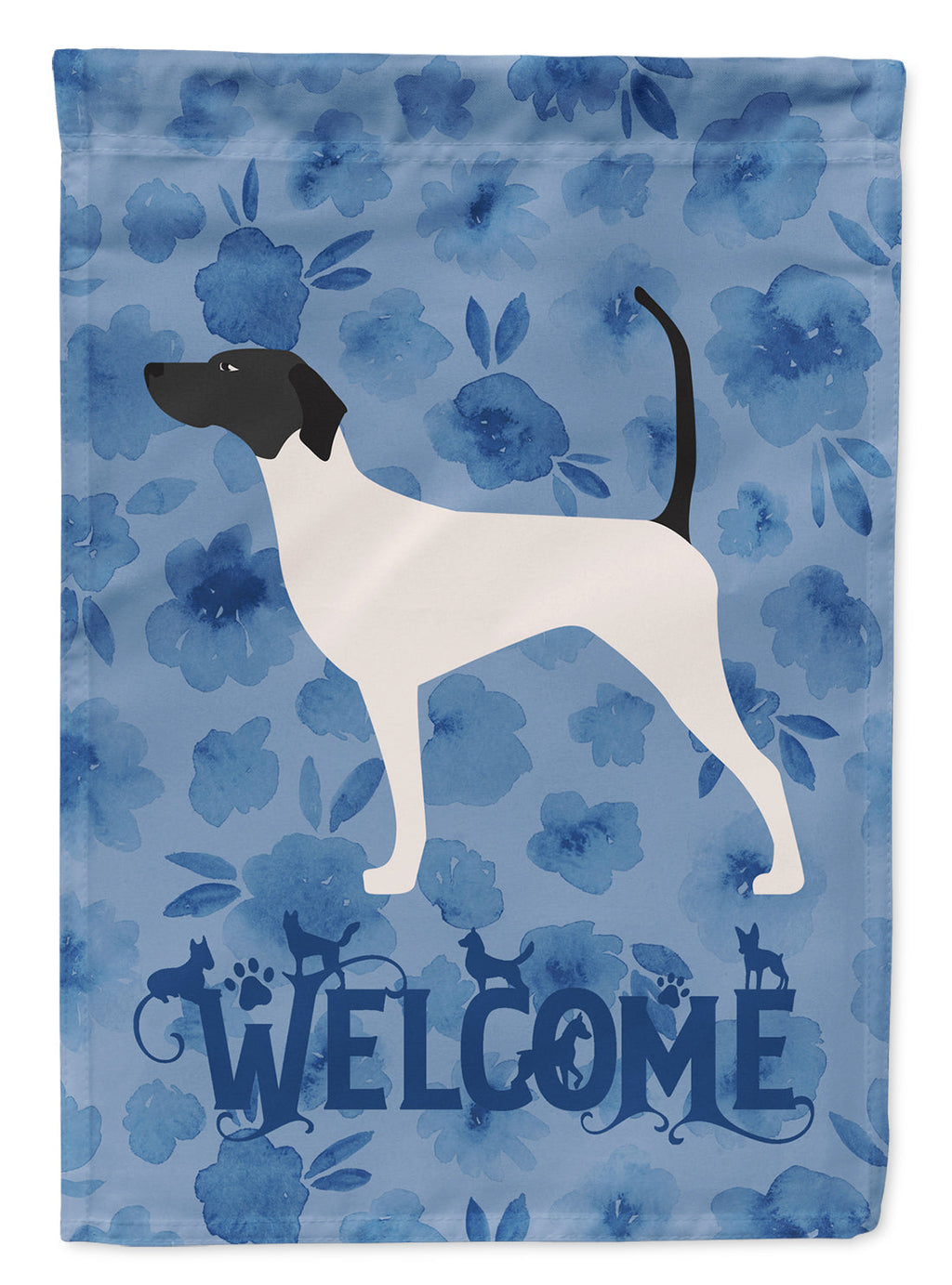 English Pointer Welcome House Flag 28x40 Porch Sleeve Pole Decorative Outside Yard Banner Artwork Wall Hanging, Polyester