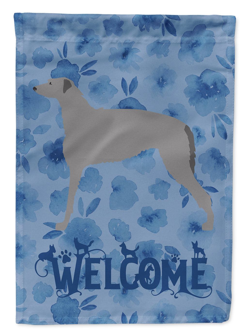 Scottish Deerhound Welcome House Flag 28x40 Porch Sleeve Pole Decorative Outside Yard Banner Artwork Wall Hanging, Polyester